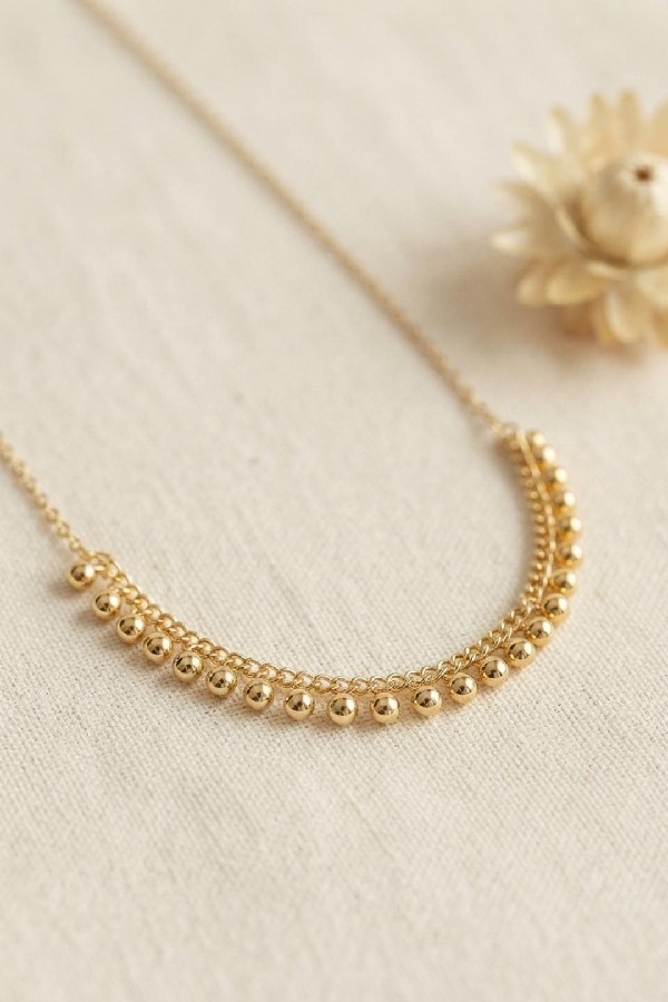 Gold Pirinç Topcuk Model Kadın Kolye 
BKO11251