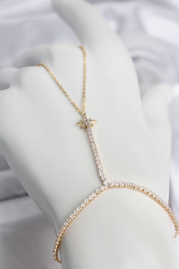 Pirinç Gold Renk Zirkon Taşlı Kutup yıldızı Şahmeran 
SN793